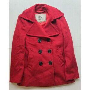 Burberry London women's XL red wool cashmere blend double breasted peacoat